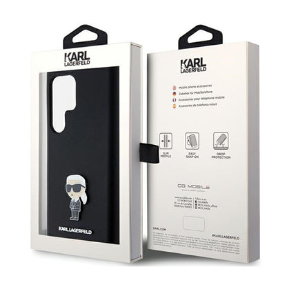 Karl Lagerfeld Silicone Ikonik Metal Pin – Dėklas Samsung Galaxy S24 Ultra (juodas)