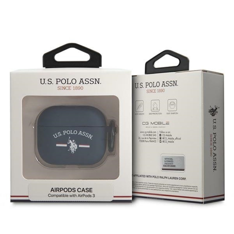 US Polo Assn silikoninis logotipas – dėklas, skirtas „Airpods 3“ (tamsiai mėlyna)