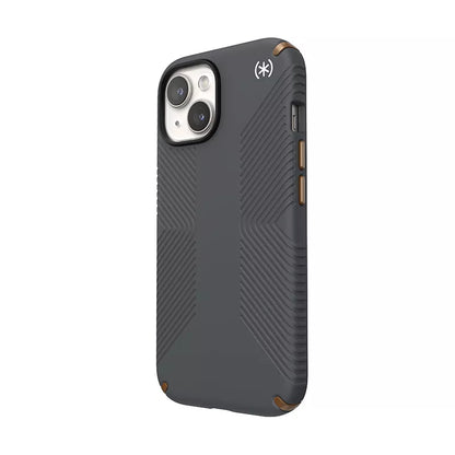 Speck Presidio2 Grip – Dėklas, skirtas iPhone 16e / iPhone 15 / iPhone 15 Pro / iPhone 14 / iPhone 14 Pro / iPhone 14 Pro Max / iPhone 13 / iPhone 13 Pro / iPhone 13 Pro Max / iPhone 13 Mini (Anglies pilkumo / Vėsios bronzos / Baltos)