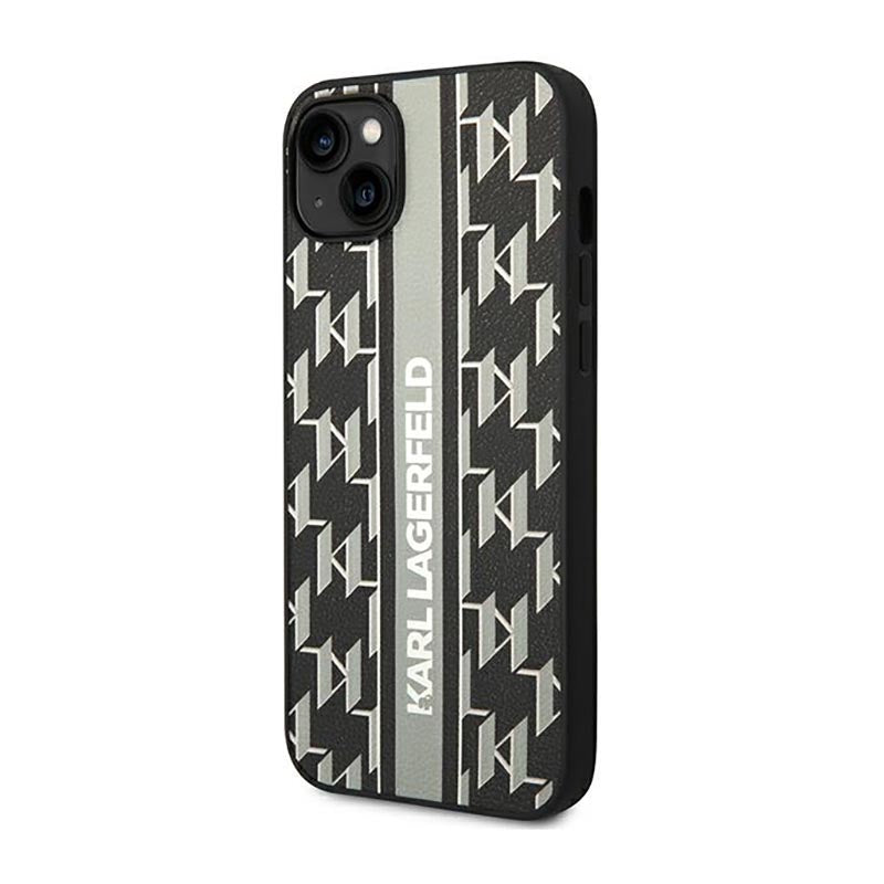 Karl Lagerfeld Monogram Stripe – Dėklas, skirtas iPhone 14 Plus (pilkas)