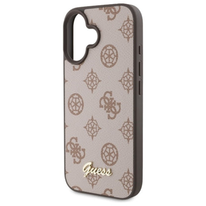 Guess Peony Script MagSafe dėklas, skirtas iPhone 16 (ruda)