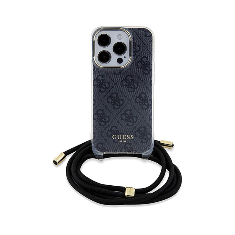 Guess Crossbody Cord 4G Print – iPhone 15 Pro Max dėklas (juodas)