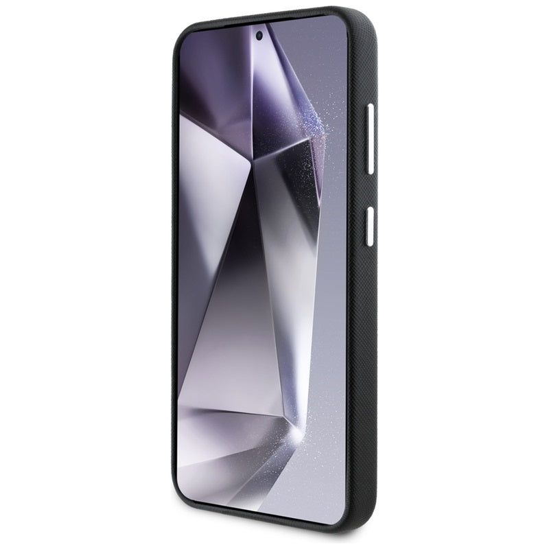 Karl Lagerfeld Safiano Pilnai Apgaubtas Ilgintas Metalinis Logotipas MagSafe – Dėklas, skirtas Samsung Galaxy S25+ (juodas)