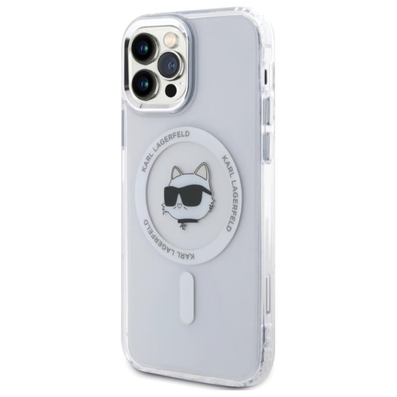 Karl Lagerfeld IML Metal Choupette Head MagSafe – Dėklas iPhone 12 / iPhone 12 Pro (baltas)