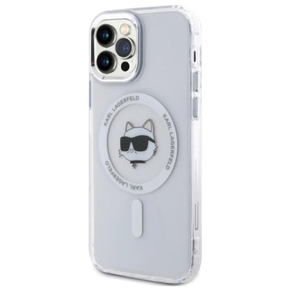 Karl Lagerfeld IML Metal Choupette Head MagSafe – Dėklas iPhone 12 / iPhone 12 Pro (baltas)