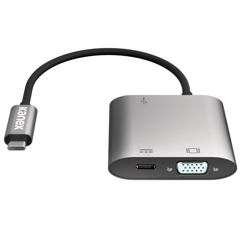 Kanex USB-C VGA adapteris su maitinimo tiekimo funkcija – USB 1,5 A, USB-C maitinimo tiekimas 60 W + VGA Full HD (anoduotas aliuminis)