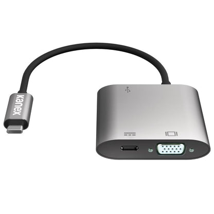 Kanex USB-C VGA adapteris su maitinimo tiekimo funkcija – USB 1,5 A, USB-C maitinimo tiekimas 60 W + VGA Full HD (anoduotas aliuminis)