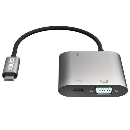 Kanex USB-C VGA adapteris su maitinimo tiekimo funkcija – USB 1,5 A, USB-C maitinimo tiekimas 60 W + VGA Full HD (anoduotas aliuminis)