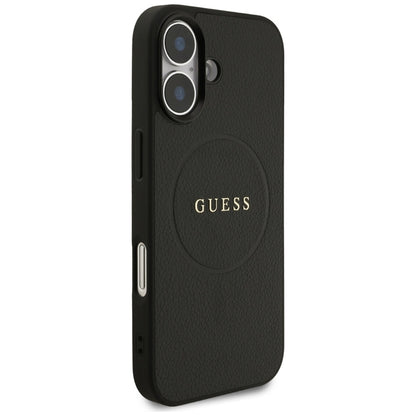 Guess Grained Ring MagSafe dėklas iPhone 17 (juodas)