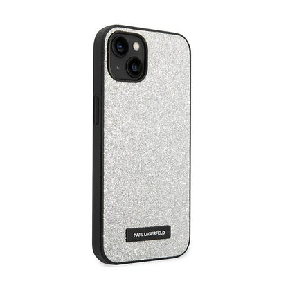 Karl Lagerfeld Glitter Plaque Logo – dėklas, skirtas iPhone 14 Plus (sidabrinis)