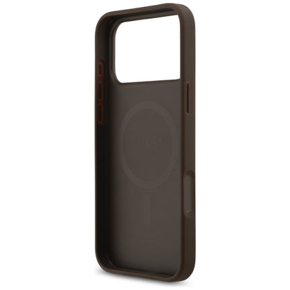 Guess 4G Circle Classic Logo MagSafe dėklas iPhone 17 Pro Max (rudos)