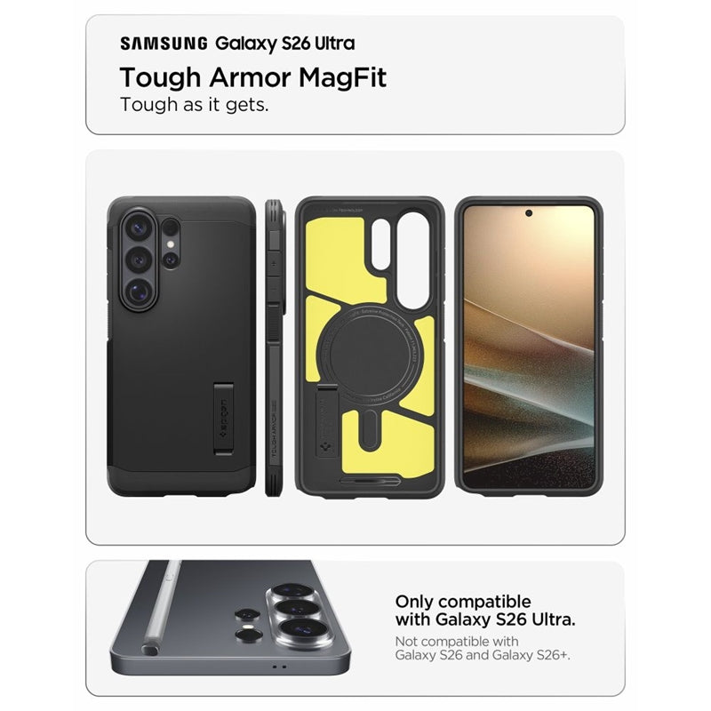 Spigen Tough Armor MagSafe dėklas Samsung Galaxy S26 Ultra (juodas)