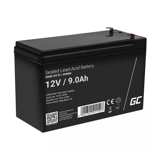Green Cell - AGM VRLA 12V 9Ah priežiūros nereikalaujantis akumuliatorius, skirtas UPS