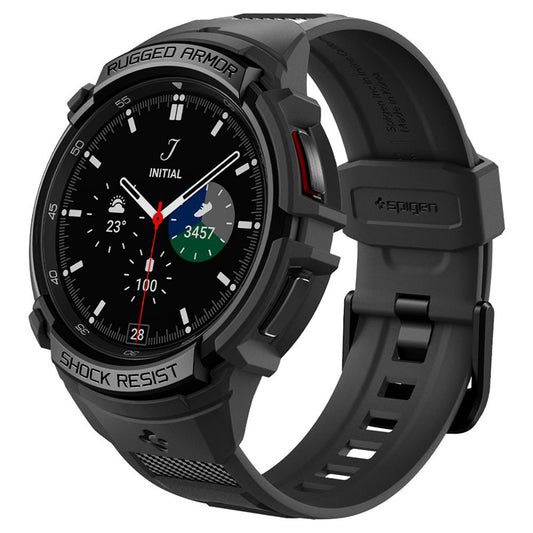 Spigen Rugged Armor Pro - dirželis + dėklas, skirtas „Samsung Galaxy Watch 6 Classic 47 mm“ (juoda)