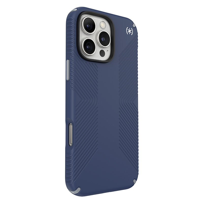 Speck Presidio2 Grip - Dėklas skirtas iPhone 16 Pro Max (Pakrantės mėlyna / Dulkėta pilka / Balta)