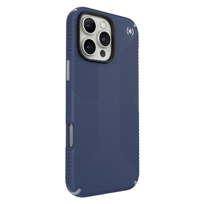 Speck Presidio2 Grip - Dėklas skirtas iPhone 16 Pro Max (Pakrantės mėlyna / Dulkėta pilka / Balta)