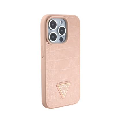 Guess Croco Triangle Metal Logo - "iPhone 15 Pro" dėklas (rožinis)
