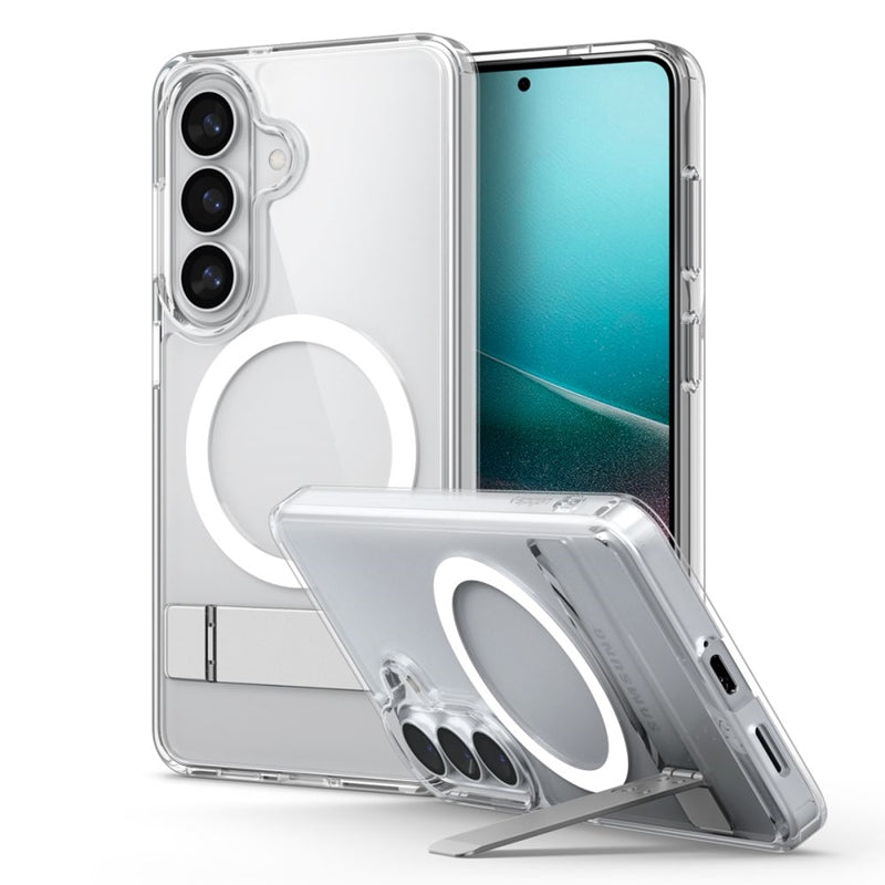Spigen Ultra Hybrid S Mag MagSafe dėklas Samsung Galaxy S26 (Skaidrus/Baltas)