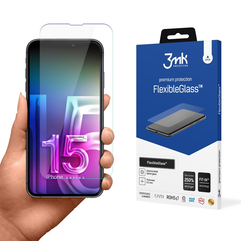 3mk FlexibleGlass – hibridinis stiklas skirtas iPhone 15