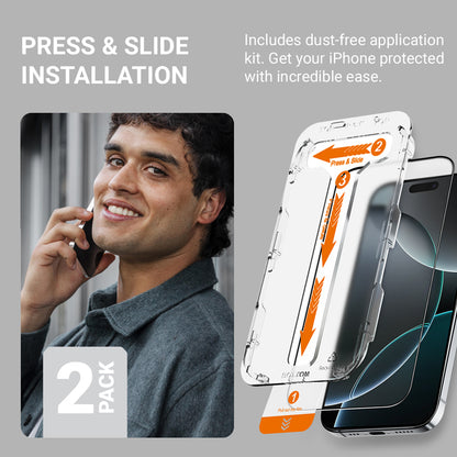 Crong EasyShield 2-vnt. grūdinto stiklo apsauginis ekranas iPhone 15 Pro Max (2 vnt.)