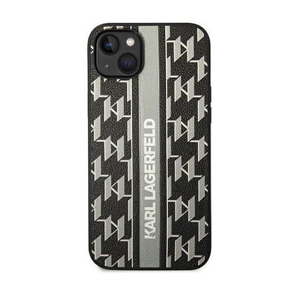 Karl Lagerfeld Monogram Stripe – Dėklas, skirtas iPhone 14 Plus (pilkas)