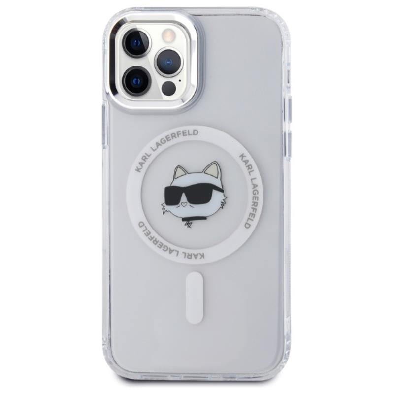 Karl Lagerfeld IML Metal Choupette Head MagSafe – Dėklas iPhone 12 / iPhone 12 Pro (baltas)