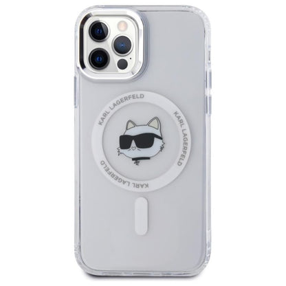 Karl Lagerfeld IML Metal Choupette Head MagSafe – Dėklas iPhone 12 / iPhone 12 Pro (baltas)