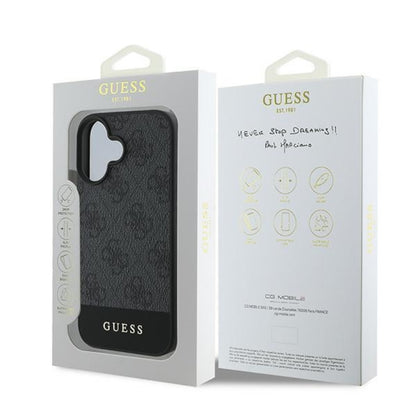 Guess 4G Bottom Stripe – dėklas, skirtas iPhone 16 (pilkas)