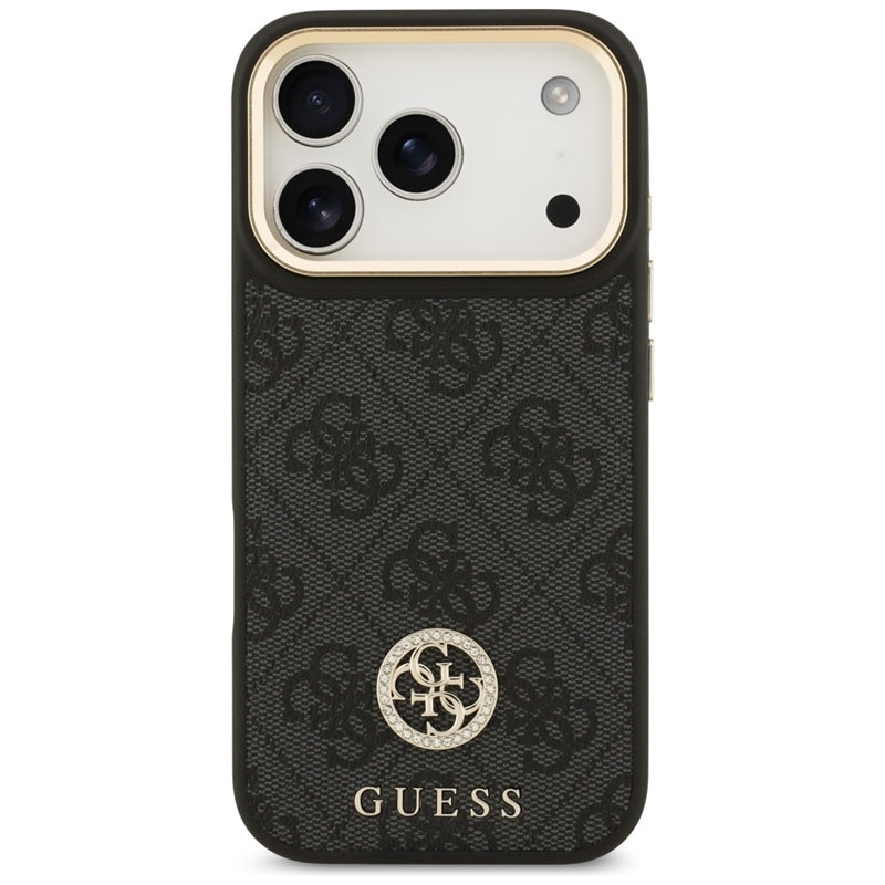 Guess 4G Strass Logo MagSafe dėklas iPhone 17 Pro (juodas)