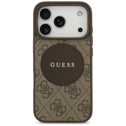 Guess 4G Klasikinis apvalus logotipas MagSafe – Dėklas iPhone 17 Pro (Rudas)