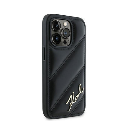 Karl Lagerfeld Diagonal Quilted Script – dėklas iPhone 13 Pro Max (juodas)