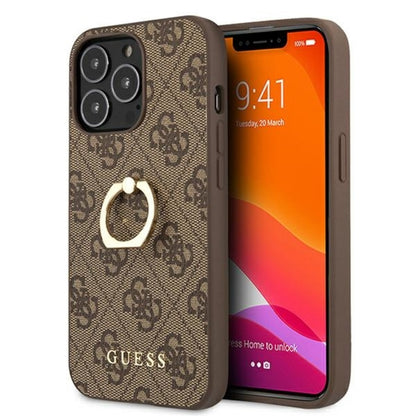Guess 4G Ring Case – dėklas, skirtas „iPhone 13 Pro“ (ruda)