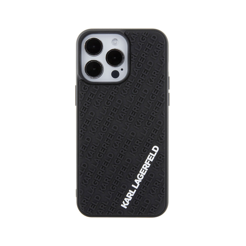 Karl Lagerfeld 3D guminis su kelių logotipų dėklas – dėklas skirtas iPhone 15 Pro Max (juoda)