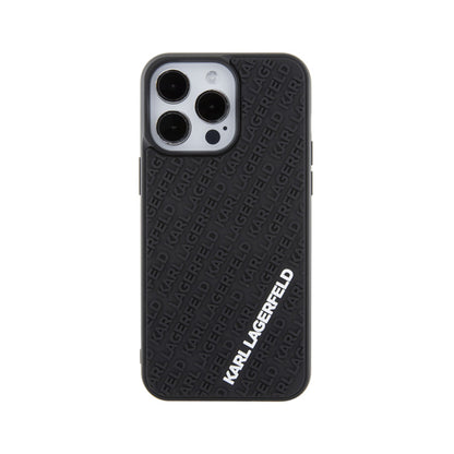 Karl Lagerfeld 3D guminis su kelių logotipų dėklas – dėklas skirtas iPhone 15 Pro Max (juoda)