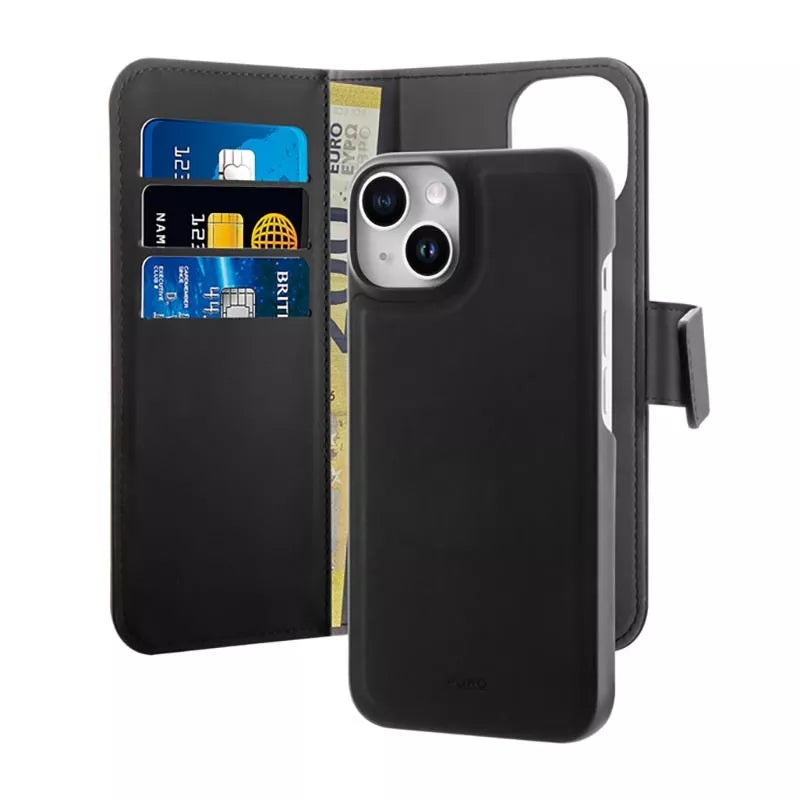 PURO Wallet Detachable – „2in1“ dėklas „iPhone 14 Plus“ (juodas)