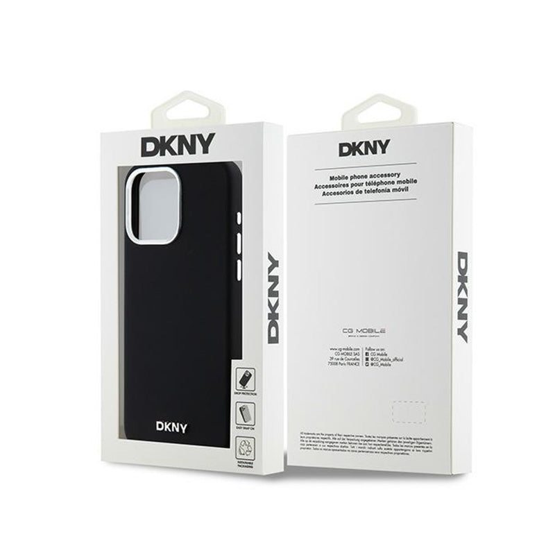 DKNY Liquid Silicone Small Metal Logo MagSafe – dėklas iPhone 15 Pro Max (juodas)