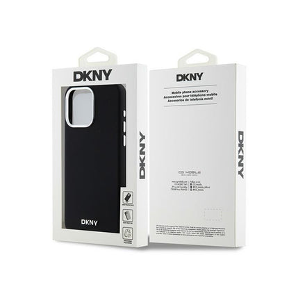 DKNY Liquid Silicone Small Metal Logo MagSafe – dėklas iPhone 15 Pro Max (juodas)
