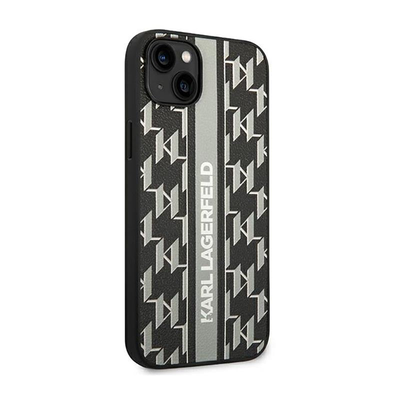 Karl Lagerfeld Monogram Stripe – Dėklas, skirtas iPhone 14 Plus (pilkas)