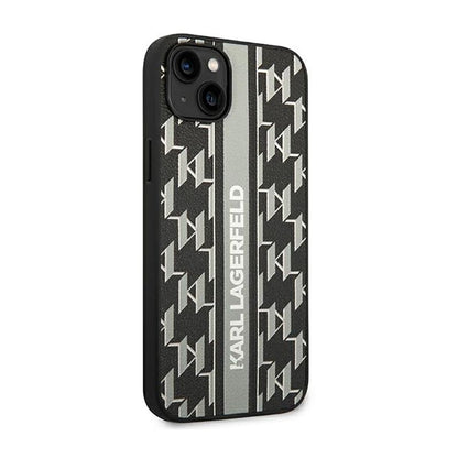 Karl Lagerfeld Monogram Stripe – Dėklas, skirtas iPhone 14 Plus (pilkas)