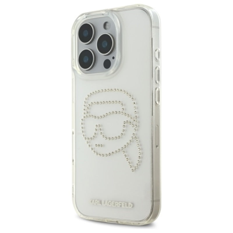 Karl Lagerfeld IML Rhinestones Karl Head – dėklas, skirtas iPhone 16 Pro Max (skaidrus)