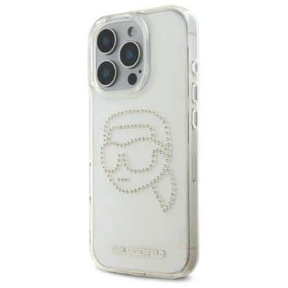 Karl Lagerfeld IML Rhinestones Karl Head – dėklas, skirtas iPhone 16 Pro Max (skaidrus)