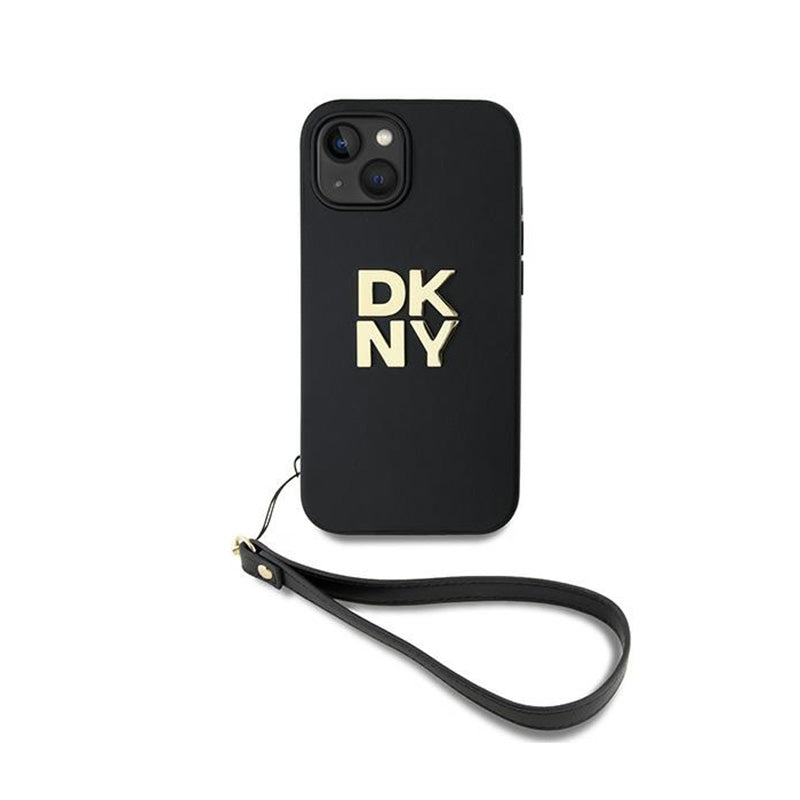 DKNY riešo dirželis su logotipu - dėklas iPhone 15 / 14 / 13 (juodas)