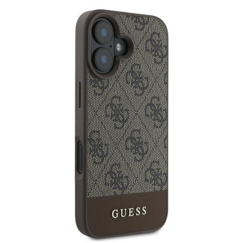 Guess 4G Bottom Stripe - Dėklas skirtas iPhone 16 Plus (ruda)