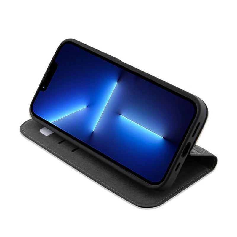 Karl Lagerfeld Knygos tipo dėklas Saffiano Monogram – dėklas iPhone 14 Pro (juodas)