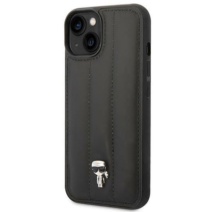 Karl Lagerfeld Quilted Puffy Ikonik Pin dėklas, skirtas iPhone 14 Plus (juodas)
