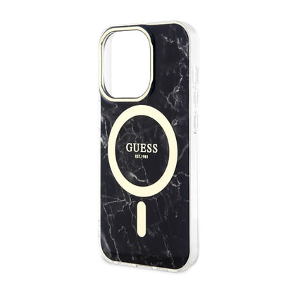 Guess Marble MagSafe - dėklas iPhone 14 Pro Max (juodas)