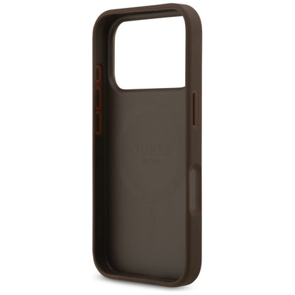 Guess 4G Klasikinis apvalus logotipas MagSafe – Dėklas iPhone 17 Pro (Rudas)