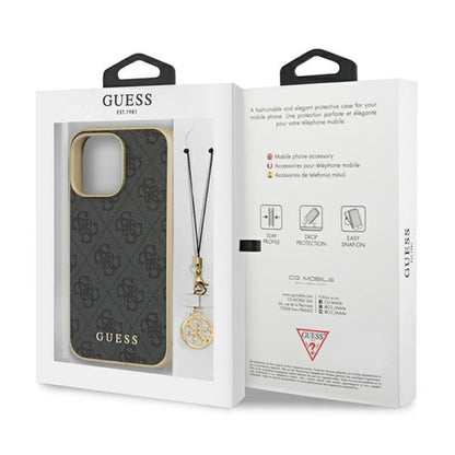 Guess 4G Charms Collection – dėklas, skirtas „iPhone 13 Pro Max“ (pilkos spalvos)