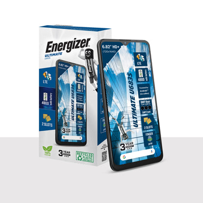 Energizer Ultimate U683S – išmanusis telefonas su 2GB RAM, 64GB vidine atmintimi, 6.82 colių ekranu, 4G LTE, Dual SIM, skirtas ES rinkai (juodos spalvos).