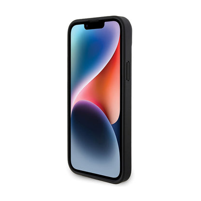 BMW od odos, karbono, su mėlyna linija – dėklas iPhone 15 Plus (juodas)